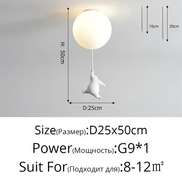 Cartoon Bear Panda Led Chandeliers Balloon Lights - Hans Lumiere