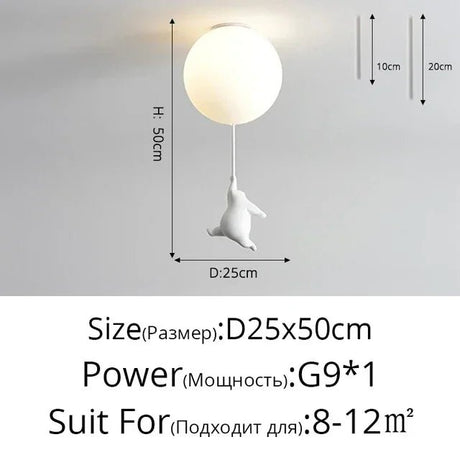 Cartoon Bear Panda Led Chandeliers Balloon Lights - Hans Lumiere