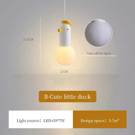 Children's Room Small Cute Hooded Duck Pendant Lamp - Hans Lumiere