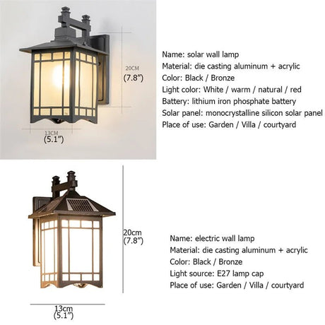 Classical Solar Outdoor Wall Lamp - Hans Lumiere
