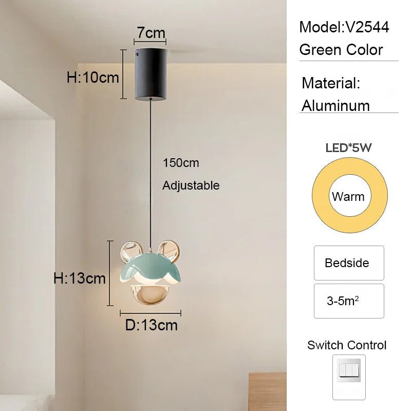 Colorful Aluminum Mickey Lovely Cartoon LED Pendant Light - Hans Lumiere