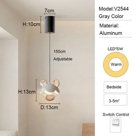 Colorful Aluminum Mickey Lovely Cartoon LED Pendant Light - Hans Lumiere