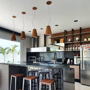 Conical Wood Pendant Light - Hans Lumiere