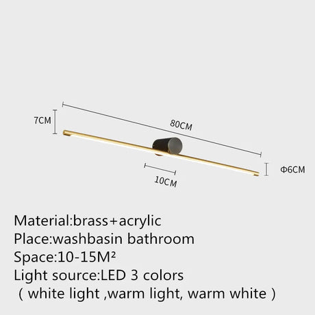 Contemporary Brass Vanity Fixture Mirror Front Light - Hans Lumiere