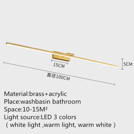 Contemporary Brass Vanity Fixture Mirror Front Light - Hans Lumiere