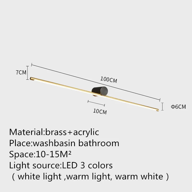 Contemporary Brass Vanity Fixture Mirror Front Light - Hans Lumiere