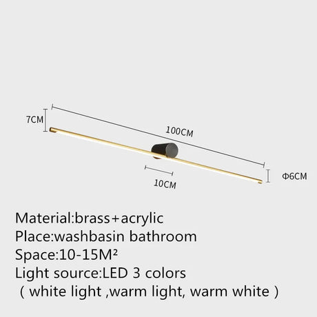 Contemporary Brass Vanity Fixture Mirror Front Light - Hans Lumiere