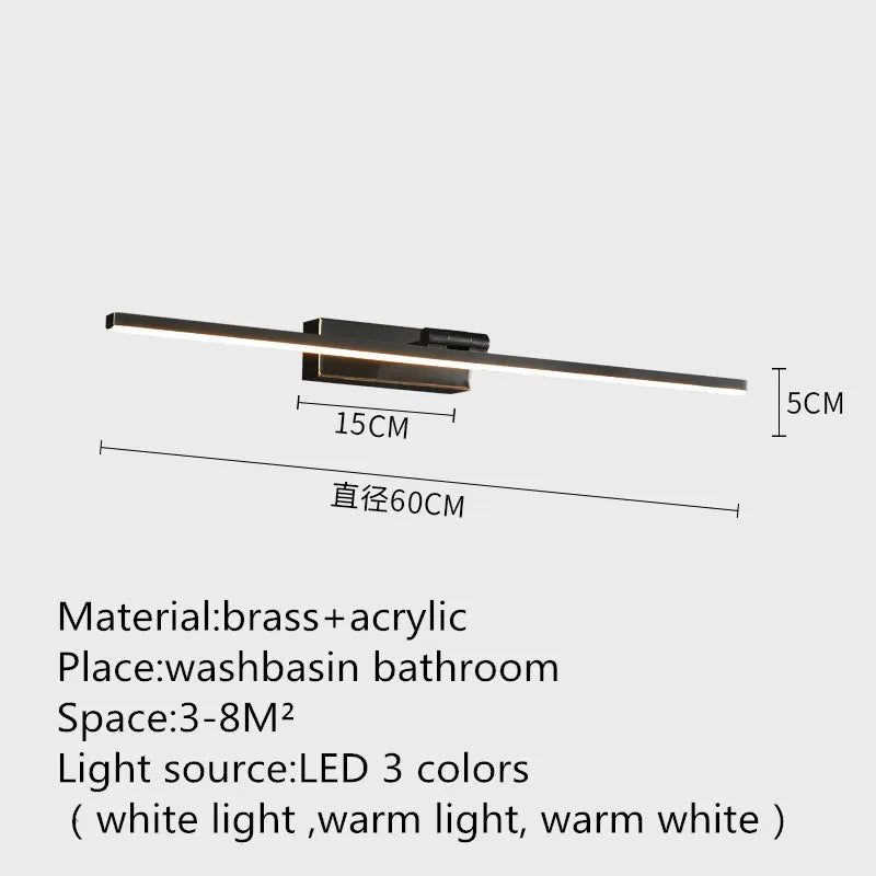 Contemporary Brass Vanity Fixture Mirror Front Light - Hans Lumiere