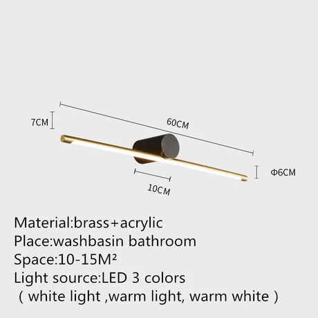 Contemporary Brass Vanity Fixture Mirror Front Light - Hans Lumiere