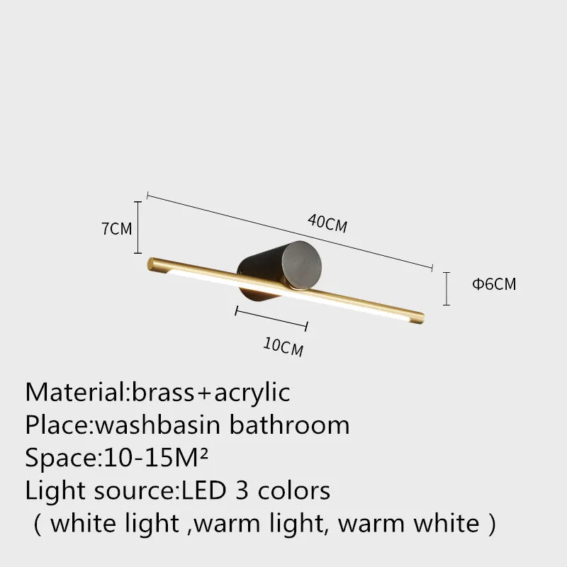 Contemporary Brass Vanity Fixture Mirror Front Light - Hans Lumiere