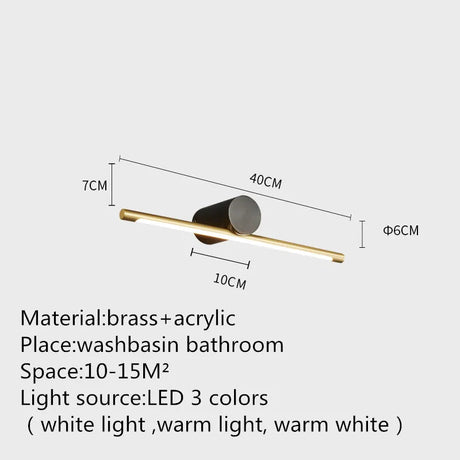 Contemporary Brass Vanity Fixture Mirror Front Light - Hans Lumiere