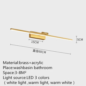 Contemporary Brass Vanity Fixture Mirror Front Light - Hans Lumiere