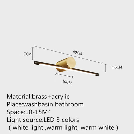 Contemporary Brass Vanity Fixture Mirror Front Light - Hans Lumiere