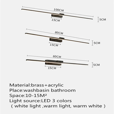 Contemporary Brass Vanity Fixture Mirror Front Light - Hans Lumiere