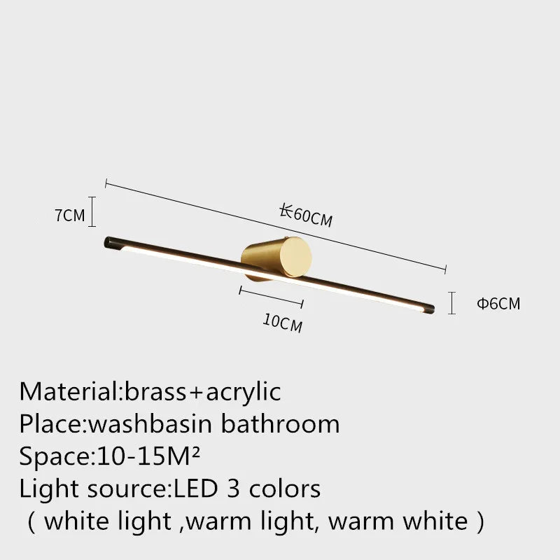 Contemporary Brass Vanity Fixture Mirror Front Light - Hans Lumiere