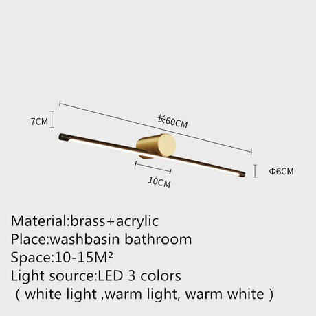 Contemporary Brass Vanity Fixture Mirror Front Light - Hans Lumiere
