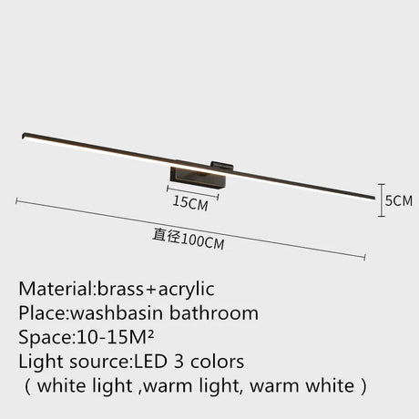 Contemporary Brass Vanity Fixture Mirror Front Light - Hans Lumiere