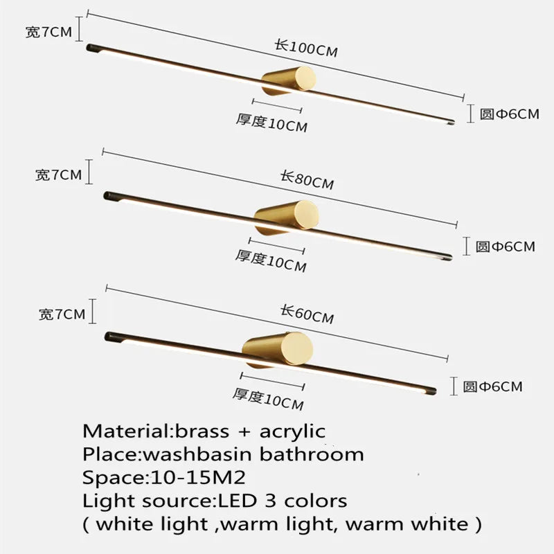 Contemporary Brass Vanity Fixture Mirror Front Light - Hans Lumiere