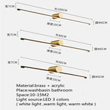Contemporary Brass Vanity Fixture Mirror Front Light - Hans Lumiere