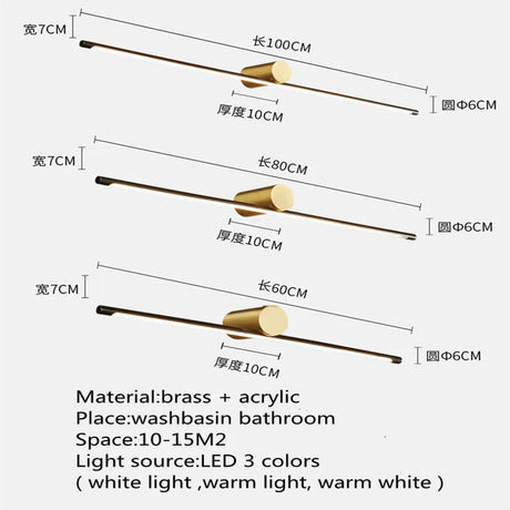 Contemporary Brass Vanity Fixture Mirror Front Light - Hans Lumiere
