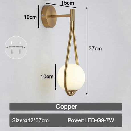 Copper Black Interior LED Wall Lamp - Hans Lumiere
