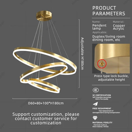 Copper Pendant Light for Kitchen Island and Living Room - Hans Lumiere