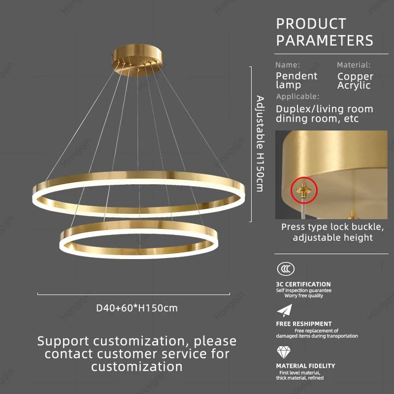 Copper Pendant Light for Kitchen Island and Living Room - Hans Lumiere