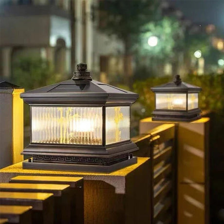 Creative Brass Outdoor Solar Post Lamp - Hans Lumiere