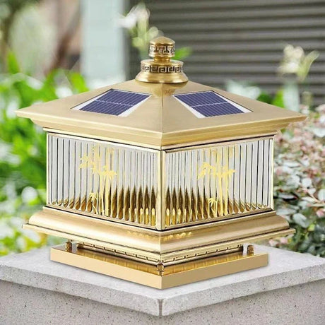 Creative Brass Outdoor Solar Post Lamp - Hans Lumiere