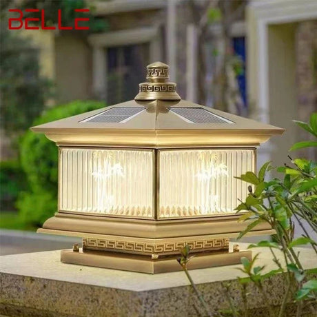 Creative Brass Outdoor Solar Post Lamp - Hans Lumiere