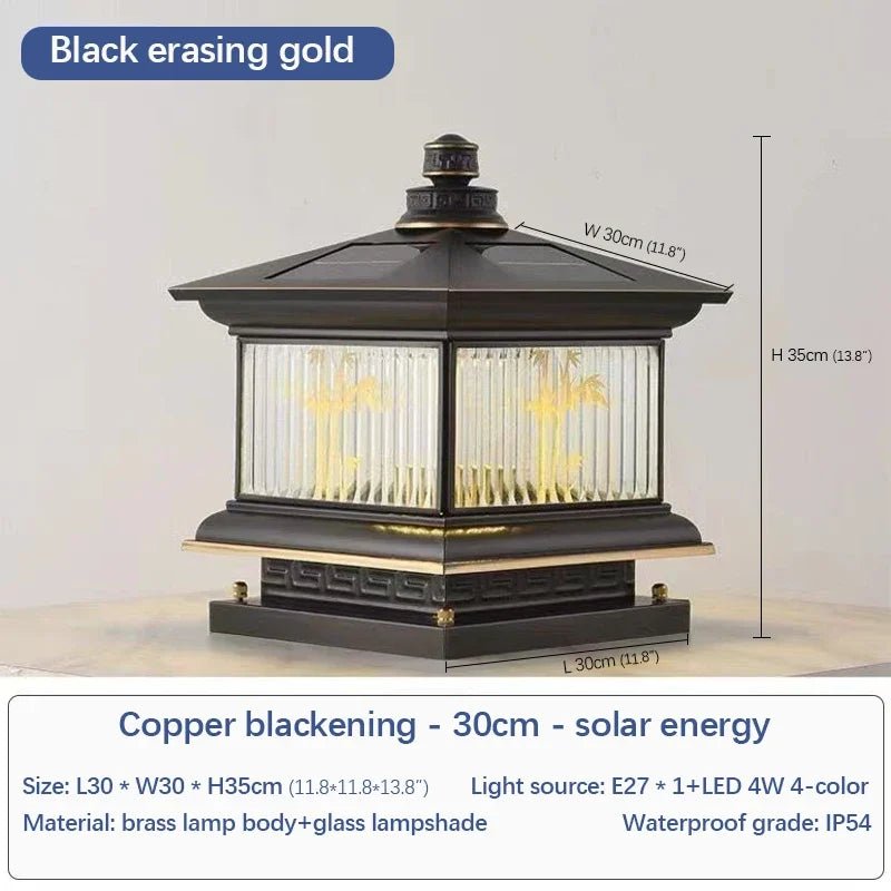 Creative Brass Outdoor Solar Post Lamp - Hans Lumiere
