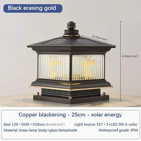 Creative Brass Outdoor Solar Post Lamp - Hans Lumiere