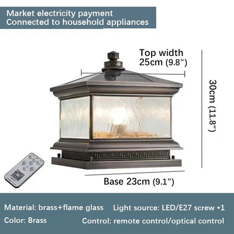 Creative Brass Outdoor Solar Post Lamp - Hans Lumiere