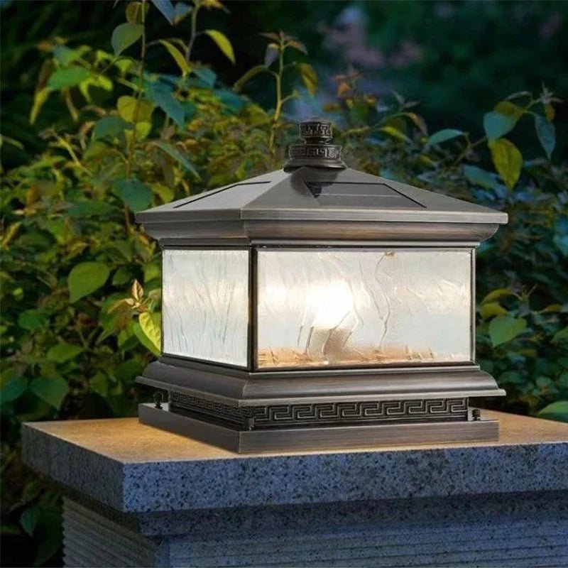 Creative Brass Outdoor Solar Post Lamp - Hans Lumiere