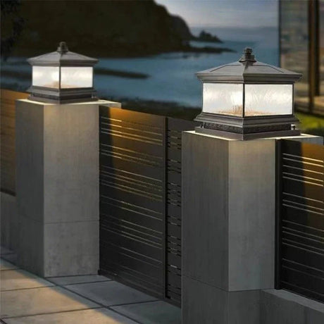 Creative Brass Outdoor Solar Post Lamp - Hans Lumiere