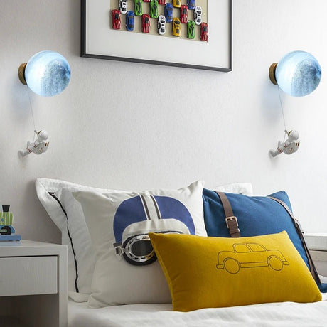 Creative Copper Moon Astronaut Boy Toy LED Wall Lamps - Hans Lumiere