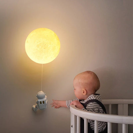 Creative Copper Moon Astronaut Boy Toy LED Wall Lamps - Hans Lumiere
