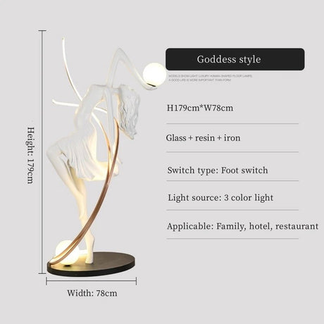 Creative Humanoid Art Sculpture Dance Goddess Decoration Lamp - Hans Lumiere