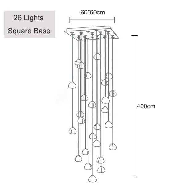 Crystal Ball Staircase Chandelier - Adjustable Cord Pendant Light Fixture - Hans Lumiere