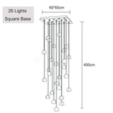 Crystal Ball Staircase Chandelier - Adjustable Cord Pendant Light Fixture - Hans Lumiere