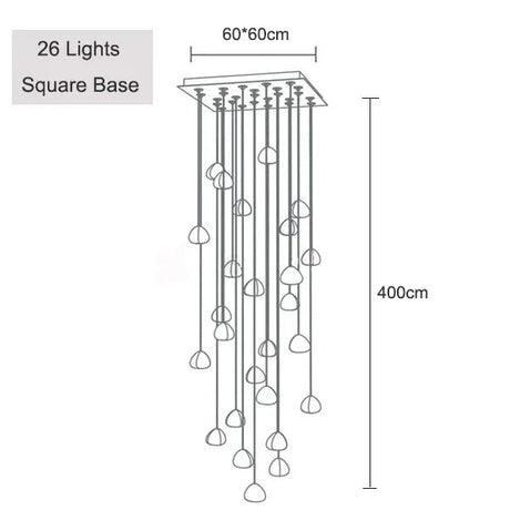 Crystal Ball Staircase Chandelier - Adjustable Cord Pendant Light Fixture - Hans Lumiere