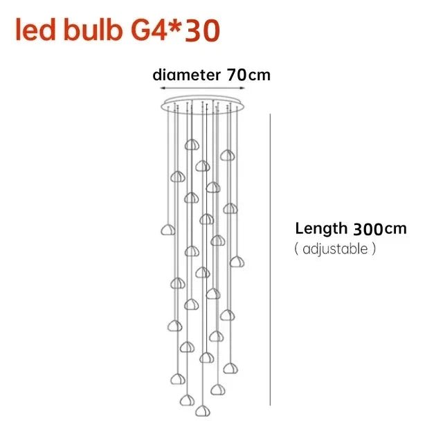 Crystal Ball Staircase Chandelier - Adjustable Cord Pendant Light Fixture - Hans Lumiere