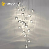 Crystal Ball Staircase Chandelier - Adjustable Cord Pendant Light Fixture - Hans Lumiere