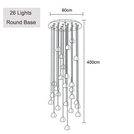 Crystal Ball Staircase Chandelier - Adjustable Cord Pendant Light Fixture - Hans Lumiere