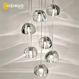 Crystal Ball Staircase Chandelier - Adjustable Cord Pendant Light Fixture - Hans Lumiere