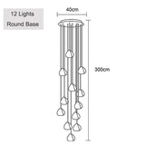 Crystal Ball Staircase Chandelier - Adjustable Cord Pendant Light Fixture - Hans Lumiere