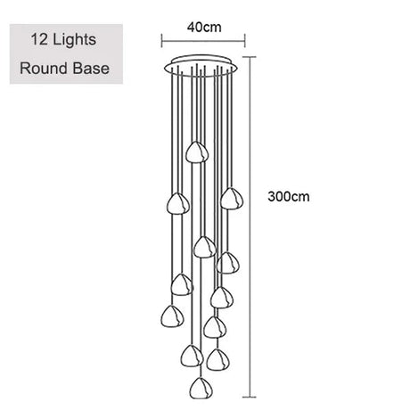 Crystal Ball Staircase Chandelier - Adjustable Cord Pendant Light Fixture - Hans Lumiere