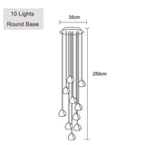 Crystal Ball Staircase Chandelier - Adjustable Cord Pendant Light Fixture - Hans Lumiere