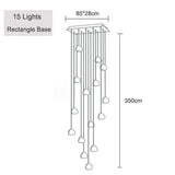Crystal Ball Staircase Chandelier - Adjustable Cord Pendant Light Fixture - Hans Lumiere