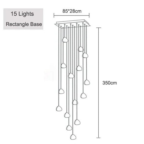 Crystal Ball Staircase Chandelier - Adjustable Cord Pendant Light Fixture - Hans Lumiere